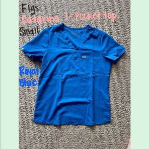 Catarina One-Pocket Scrub Top Small in Royal Blue